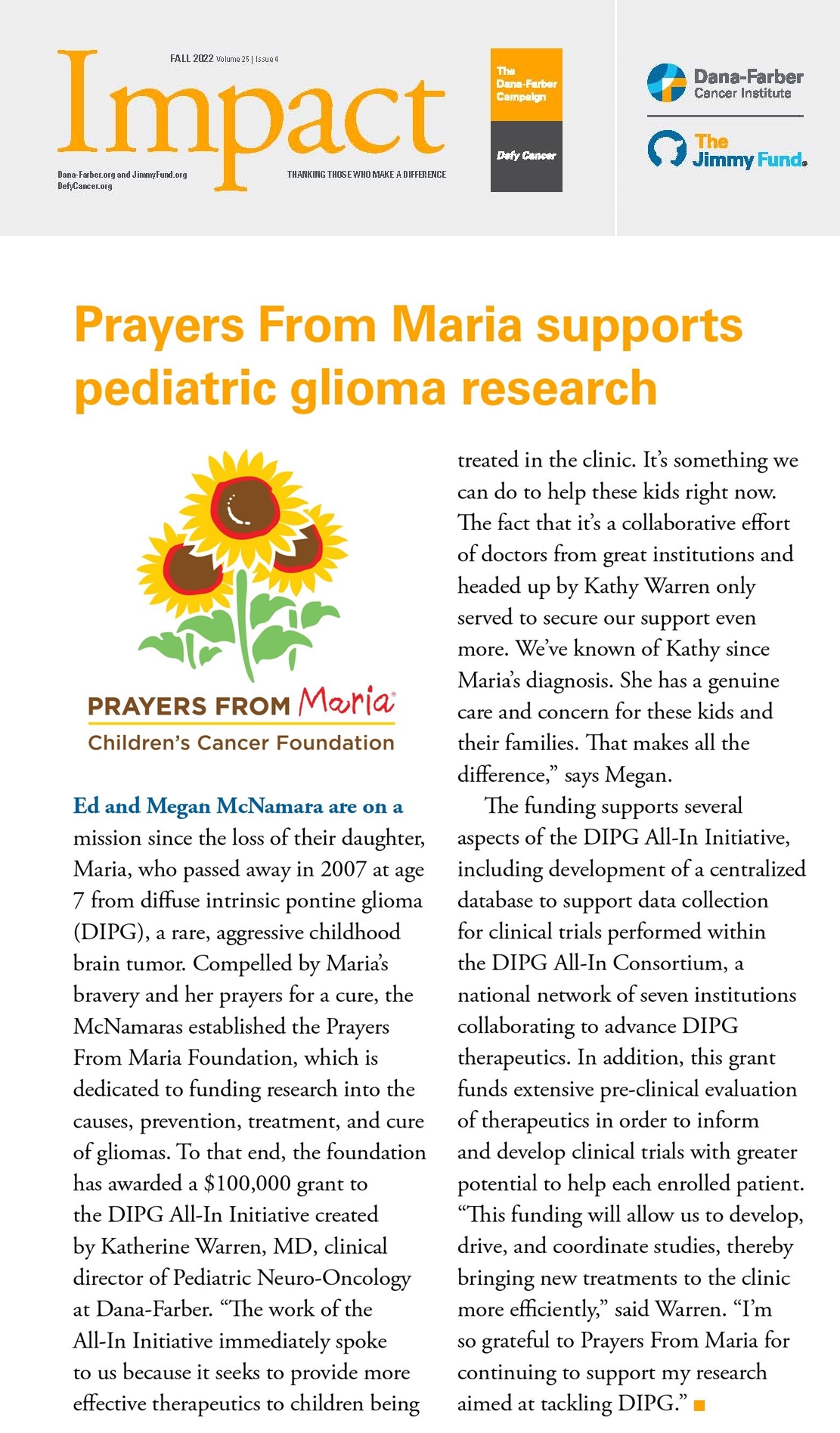 Prayers From Maria Impact article